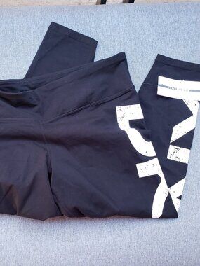 BNWT DKNY Sport Logo Graphic Leggings jet black (2X)